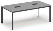 Stół konferencyjny PRIMO INVITATION, 200x100 cm, szary + 2x port blatowy TYP I, czarny