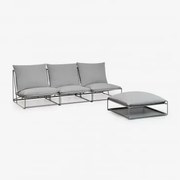 Amaro 3-częściowa Modułowa Sofa Ogrodowa I Rozkładany Puf Grey - Sklum