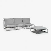 Modułowa Sofa Ogrodowa 3-częściowa Z Pufem Rozkładanym Amaro Grey - Sklum