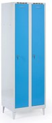 Metalowa szafka ubraniowa S8 na nogach, 2-drzwiowa, 1920 x 600 x 500 mm, zamek cylindryczny, drzwi niebieske