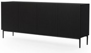 Komoda Nicole 200 cm z metalowymi nogami - czarny mat / czarne nóżki