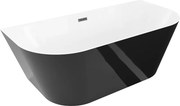 Mexen Oval Slim wanna wolnostojąca przyścienna 170 x 80 cm, biała/czarna, przelew czarny - 52661708075-70