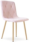 Jasnoróżowe welurowe krzesło pikowane D6-T65