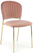 Różowe welurowe tapicerowane krzesło w stylu glamour E0-G62