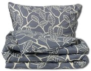 Matex Pościel satynowa Złote liście, 140 x 200 cm,70 x 90 cm