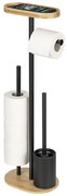 Czarno-naturalny stalowy stojak na papier toaletowy ze szczotką Pomarolo – Wenko