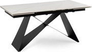 Stół Rozkładany Prostokątny VICTOR 160-240 cm Ceramiczny Biały Marmur/Czarny do Jadalni Nowoczesny Loft