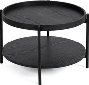 Czarny okrągły stolik w dekorze dębu ø 64 cm Hagen – Bonami Essentials