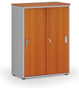 Szafa biurowa z drzwiami przesuwnymi PRIMO GRAY, 800 x 420 x 1087 mm, szary/wiśnia