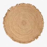 Dywan Z Juty Naturalnej Okragly Ondes Ø120 Cm - Sklum