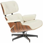 Fotel gabinetowy z podnóżkiem biały - palisander H8-Z19