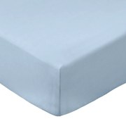 Niebieskie prześcieradło z perkalu bawełnianego z gumką 90x190 cm Cotton Percale – Bianca