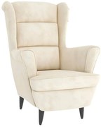 Kremowy welurowy fotel wypoczynkowy N3-C79