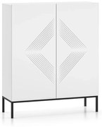 Komoda wysoka KLARA 100 2D biały mat z podstawą ML MEBLE