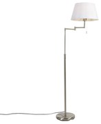 Lampa stojąca ze stali z białym abażurem z tkaniny i regulowanym ramieniem - Ladas Deluxe Nowoczesny Oswietlenie wewnetrzne