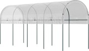 Outsunny Daszek ochronny dla roślin, półokrągły dach, stalowy stelaż, wytrzymała plandeka, biały, 4x1,2x1,7m | Aosom PL