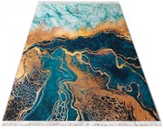 Zielony prostokątny dywan z motywem marmuru D3-M48