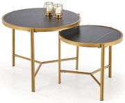 Komplet okrągłych stolików kawowych czarny marmur P9-C15