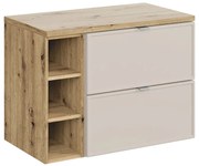 Szafka pod umywalkę nablatową BELLA CASHMERE 60cm kaszmir/dąb artisan - zestaw 80 cm z regałem i blatem COMAD