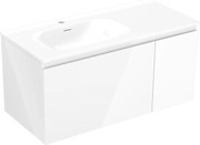 Mexen Orio szafka łazienkowa 100 cm z umywalką Vela lewą, 1S, 1D, biała połysk - 91A13-10047-3-BBFF00-W23L00