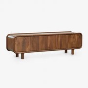 Szafka Rtv 175x45 Cm Z Drewna Mango Gina Ciemny Drewniany Uchwyt - Sklum