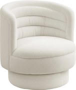 HOMCOM Obrotowy Fotel Tapicerowany, Nowoczesny Fotel Klubowy z Ramą z Drewna Kauczukowego, do Salonu, Sypialni, Kremowy