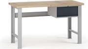 Stół warsztatowy G7, blat bukowy, 1500 x 800 x 840 mm, 1x kontener, 1x szuflada, grafitowy