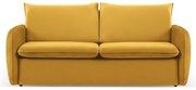 Musztardowa aksamitna rozkładana sofa 194 cm Vienna – Cosmopolitan Design