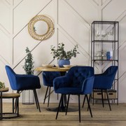 Krzesło Tapicerowane do Salonu VIKI Granatowe Welurowe Nowoczesne Loft