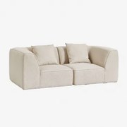 Sofa Modułowa Tapicerowana Cardea 2-częściowa Tkanina Bouclé W Kolorze Kremowo-beżowym - Sklum