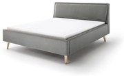 Jasnoszare tapicerowane łóżko dwuosobowe ze schowkiem i stelażem 160x200 cm Frieda – Meise Möbel