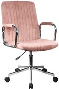 Różowy welurowy fotel do biurka G7-T32