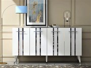 Komoda – 150 cm x 80 cm x 40 cm – Biało-srebrna – Melamina