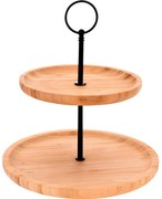 Patera do serwowania przekąsek, 2 poziomy, bambusowa