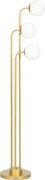 HOMCOM Nowoczesna Lampa Stojąca z 3 Abażurami, z Włącznikiem Nożnym, do Salonu, Sypialni, 3 x Oprawka E27, Złoty Kolor
