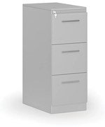 Kartoteka metalowa PRIMO z drewnianym frontem A4, 3 szuflady, szary/szary