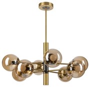 Żyrandol na drążku ROLLO 8xE14/5W/230V złoty/dym beżowy