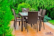 Technorattanowy zestaw obiadowy (6 x fotel + stół 150x90) AVVICENTE brąz