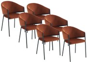 Zestaw 6 krzeseł z podłokietnikami z weluru i czarnego metalu - Terakota - ORDIDA Pascala Morabito