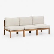Branson 3-częściowa Modułowa Sofa Ogrodowa Z Drewna Akacjowego Gardenia Biel & Akacja Brąz - Sklum