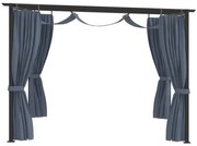 Antracytowe zadaszenie ogrodowe z zasłonami G4-W77