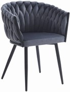 Kubełkowe ciemnoszare welurowe krzesło W9-S26