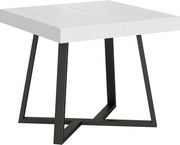 Stół rozkładany 90/194x90 cm Zeplir frassino biała nogi antracytowe