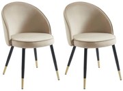 Zestaw 2 krzeseł z weluru i metalu - Beżowy - MAYLINA