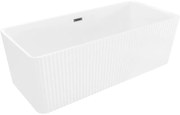 Mexen Nila wanna wolnostojąca ryflowana 170 x 75 cm, biała, przelew gun gray szczotkowany - 52841708000-66