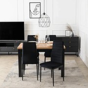 Zestaw Stół Rozkładany SKUBI 120-160 cm Dąb Craft/Czarny i 4 Krzesła NARIS Czarne