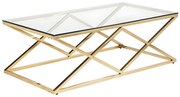 Ława CHARLOTTE marki Pascal Morabito – szkło hartowane i stal – kolor złoty