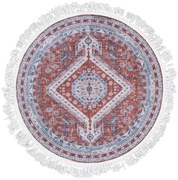 Rustykalny dywan z frędzlami i rozetą N5-R68