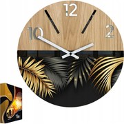 Zegar ścienny drewniany dębowy akrylowy golden 33cm okrągły kwarcowy