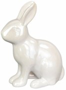 Dekoracje wielkanocne Biały zajączek, ceramika,10,2 x 13 x 5,2 cm
